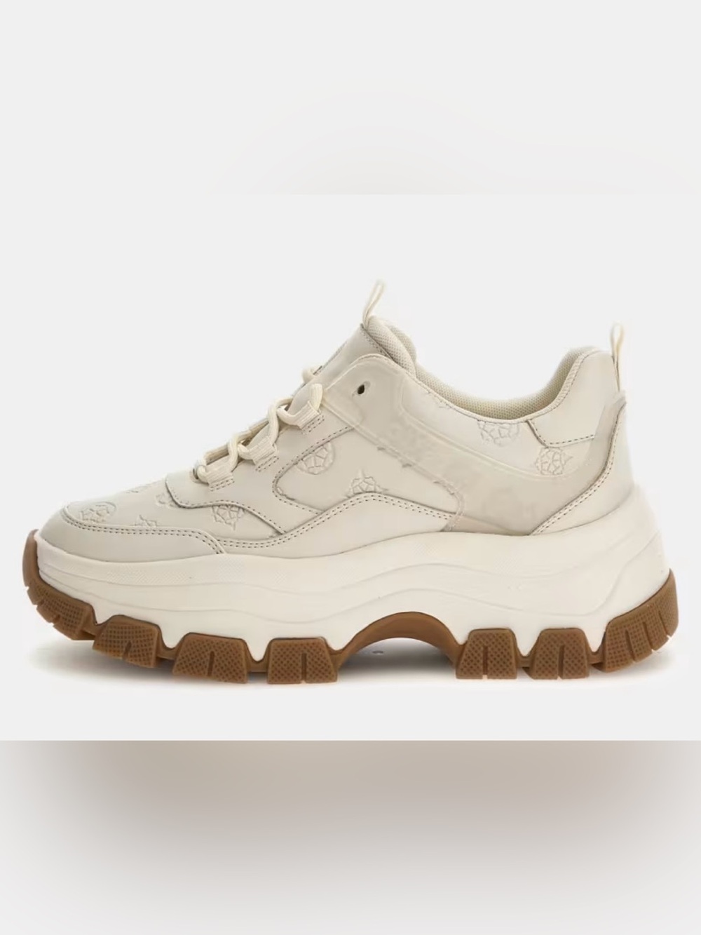 GUESS Women's BISUN Lugged Rubber Sole Platform Sneakers Ivory - US 8